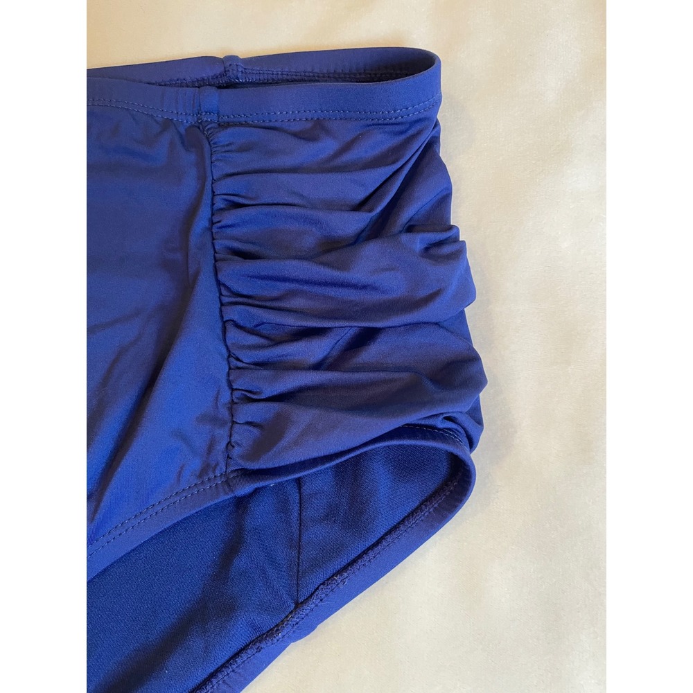 Apt. 9 Womens Navy Blue Ruched High Waisted Bikini Bottoms Size 2X Full Coverage - Picture 4 of 11